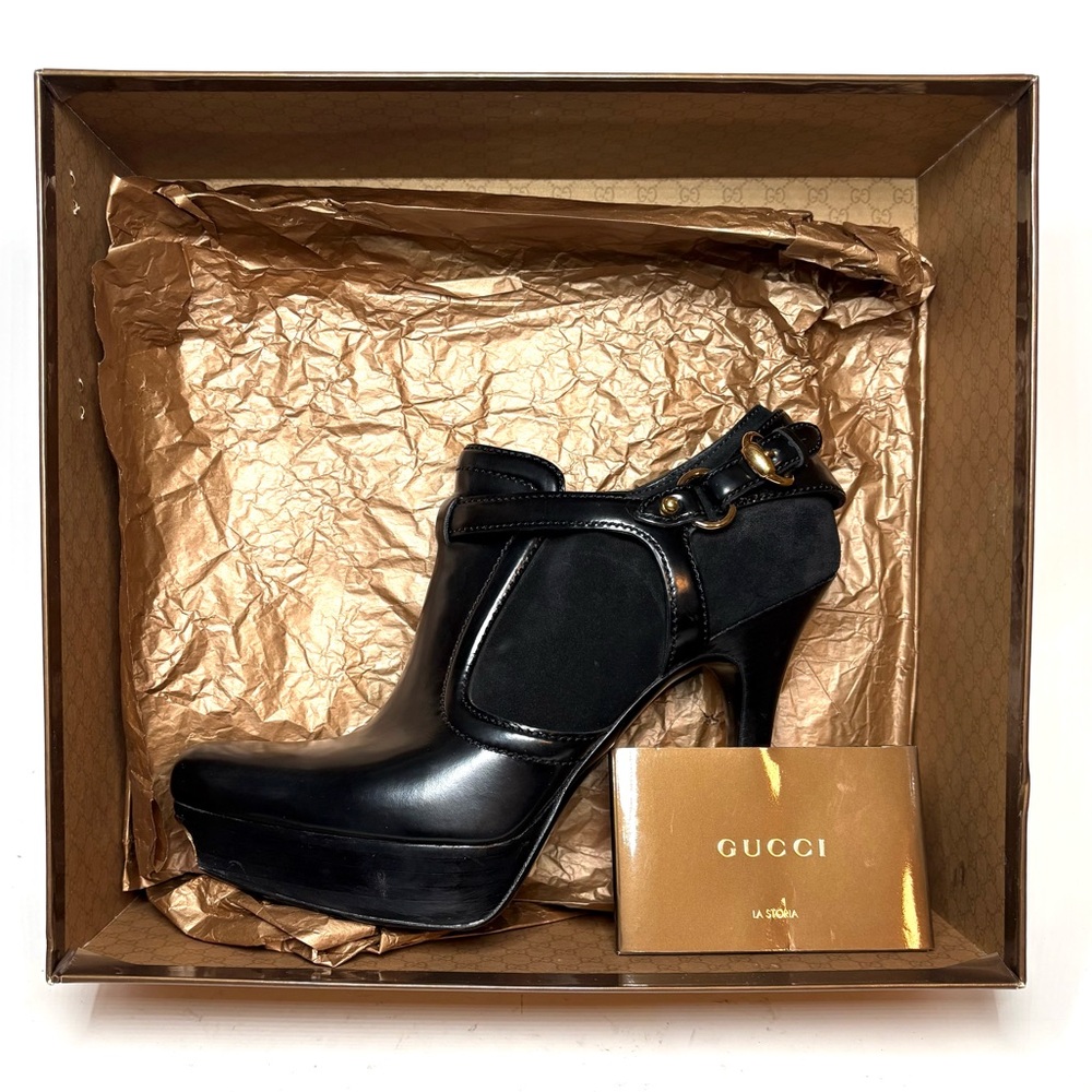 GUCCI Black Patent Leather Platform Ankle Booties | 38.5 - Picture 3 of 12